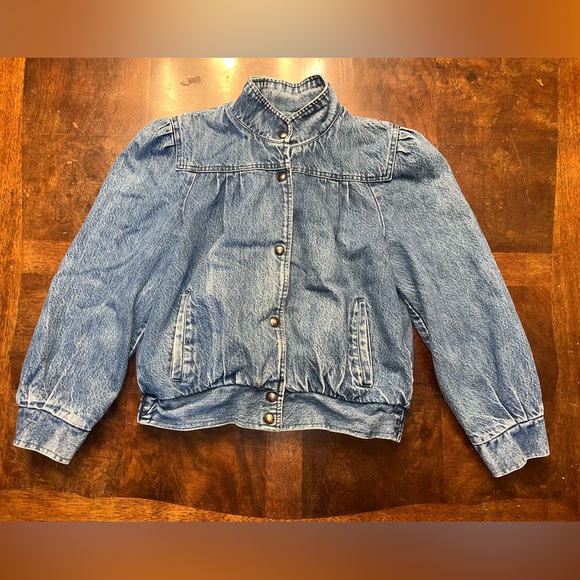 Vintage 80s Denim Jean Jacket Buffalo Plaid Flannel Lined Women’s Size M Puff - Picture 2 of 13